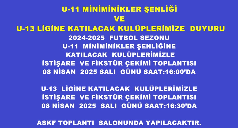 U 11   VE   U 13   FİKSTÜR ÇEKİMİ
