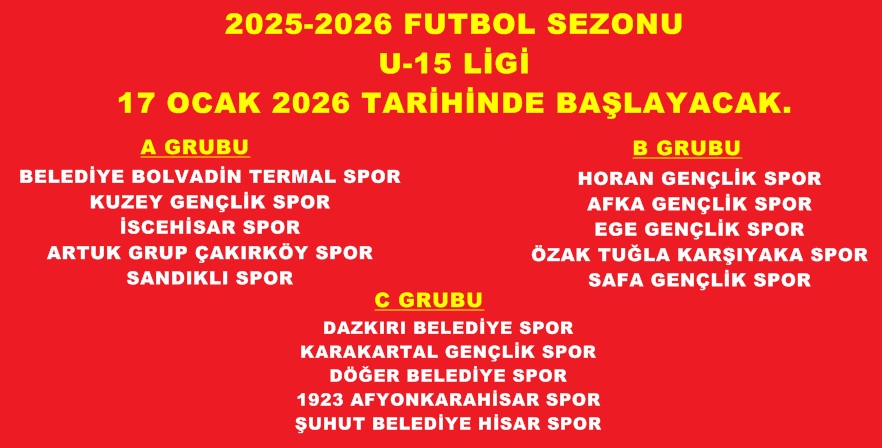 U 15 LİGİ FİKSTÜRÜ ÇEKİLDİ.